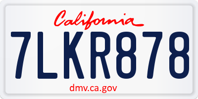 CA license plate 7LKR878