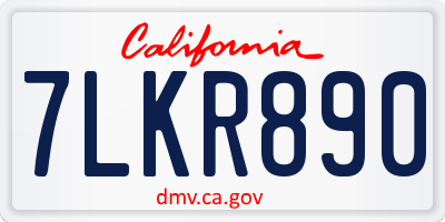 CA license plate 7LKR890