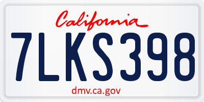 CA license plate 7LKS398