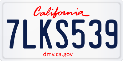 CA license plate 7LKS539
