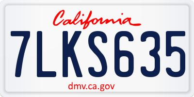CA license plate 7LKS635
