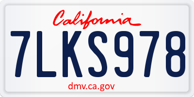 CA license plate 7LKS978