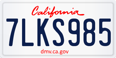 CA license plate 7LKS985