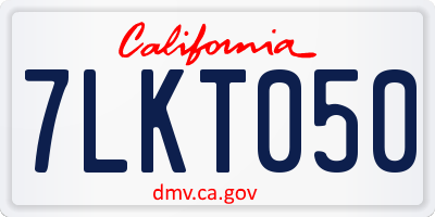 CA license plate 7LKT050