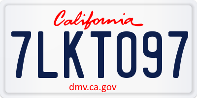 CA license plate 7LKT097