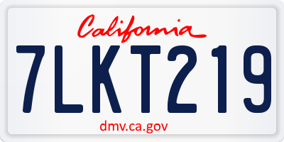 CA license plate 7LKT219