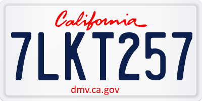 CA license plate 7LKT257