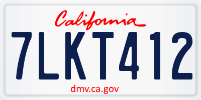 CA license plate 7LKT412