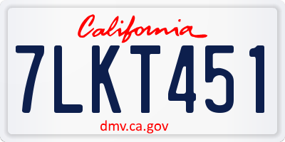 CA license plate 7LKT451