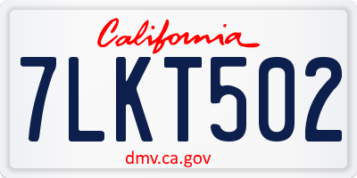 CA license plate 7LKT502