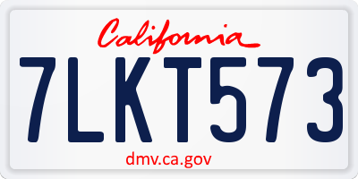 CA license plate 7LKT573