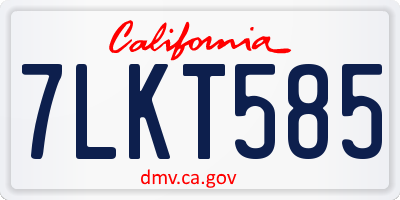 CA license plate 7LKT585