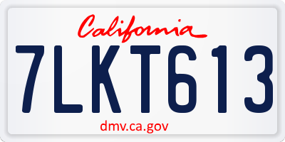 CA license plate 7LKT613