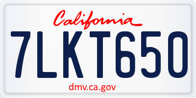 CA license plate 7LKT650