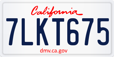 CA license plate 7LKT675