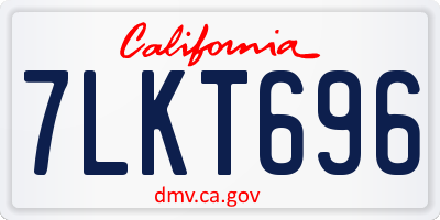 CA license plate 7LKT696