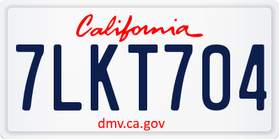 CA license plate 7LKT704