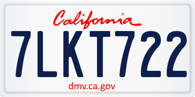CA license plate 7LKT722