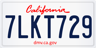 CA license plate 7LKT729