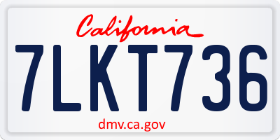 CA license plate 7LKT736