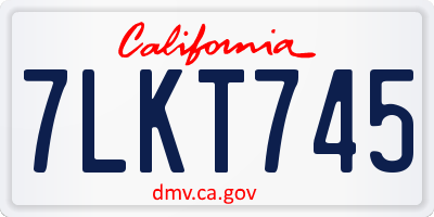 CA license plate 7LKT745