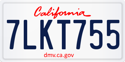 CA license plate 7LKT755
