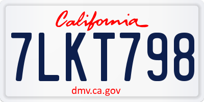 CA license plate 7LKT798