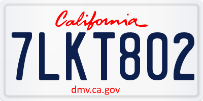 CA license plate 7LKT802