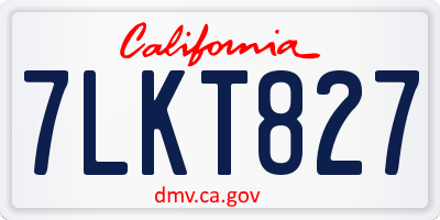 CA license plate 7LKT827