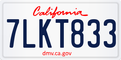 CA license plate 7LKT833