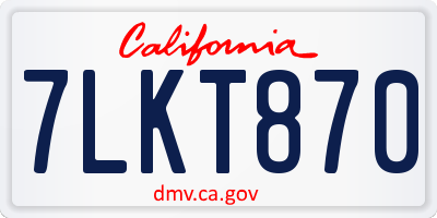 CA license plate 7LKT870