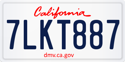 CA license plate 7LKT887