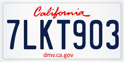 CA license plate 7LKT903