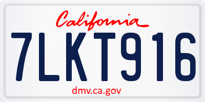 CA license plate 7LKT916