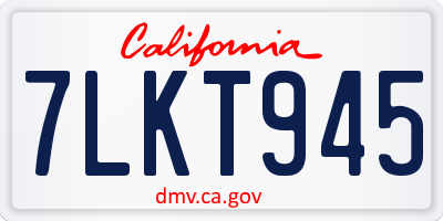 CA license plate 7LKT945