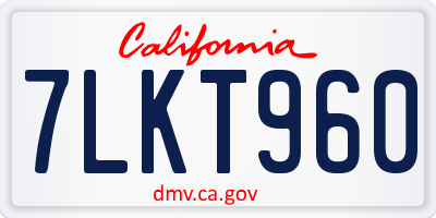 CA license plate 7LKT960