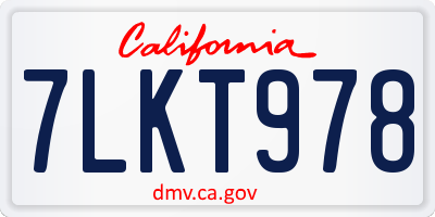 CA license plate 7LKT978