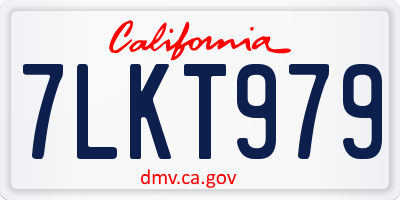 CA license plate 7LKT979