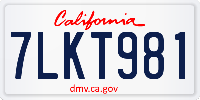 CA license plate 7LKT981