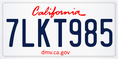 CA license plate 7LKT985