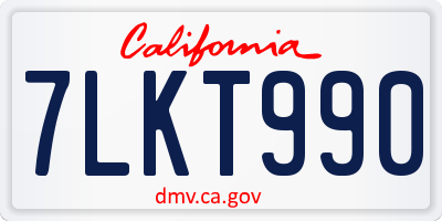 CA license plate 7LKT990
