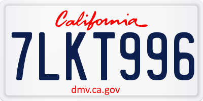 CA license plate 7LKT996