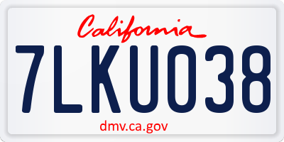 CA license plate 7LKU038