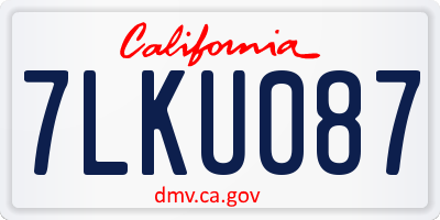 CA license plate 7LKU087