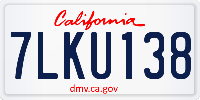 CA license plate 7LKU138