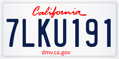 CA license plate 7LKU191