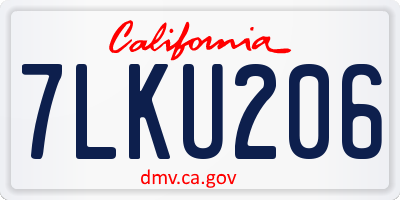 CA license plate 7LKU206