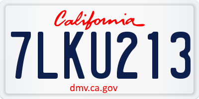 CA license plate 7LKU213