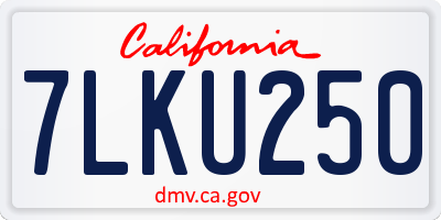 CA license plate 7LKU250