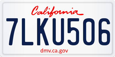 CA license plate 7LKU506